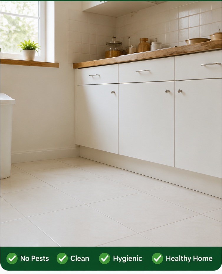 Kitchen with pest infestation before treatment