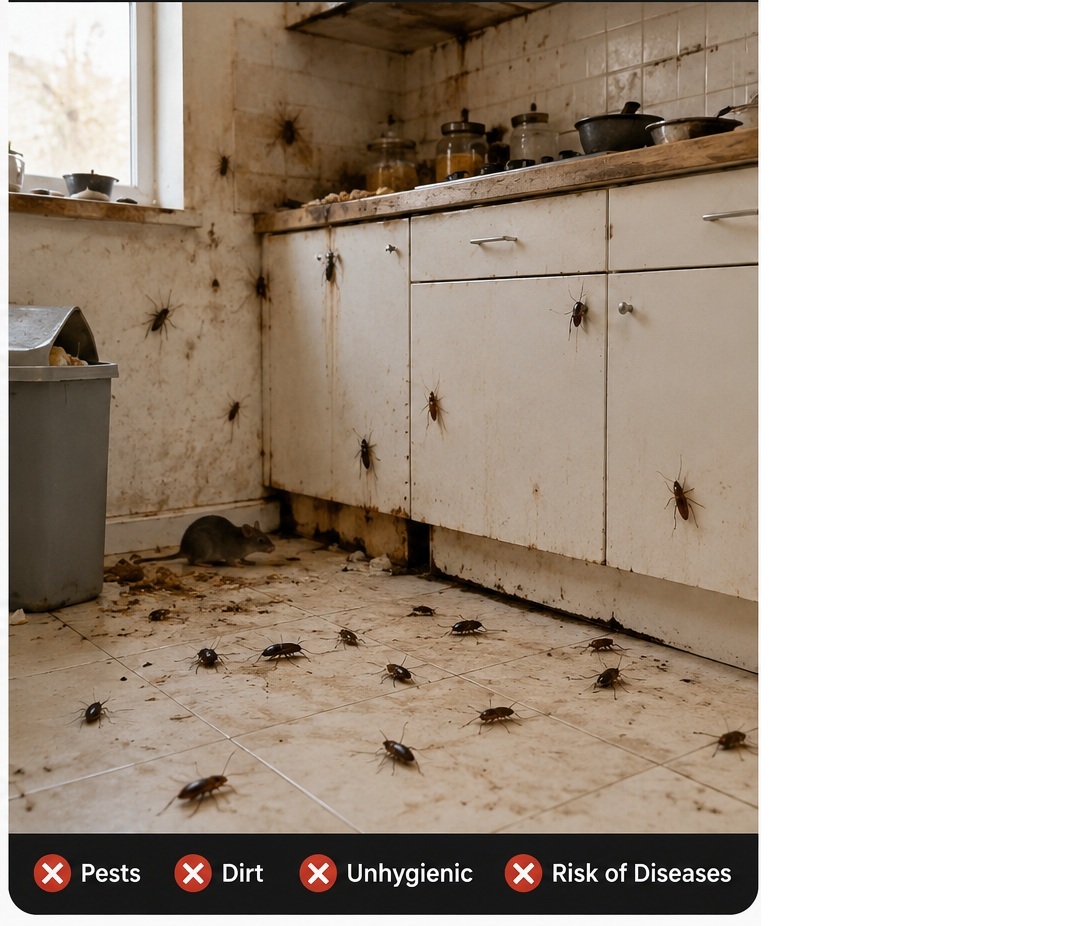 Kitchen after pest control treatment
